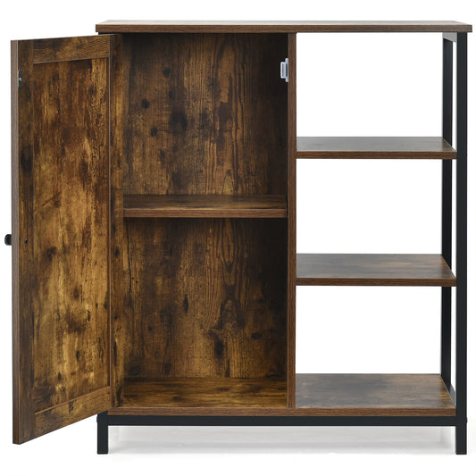Topbuy Storage Cabinet Multipurpose 3 Open Shelf & Door With Freestanding Cupboard