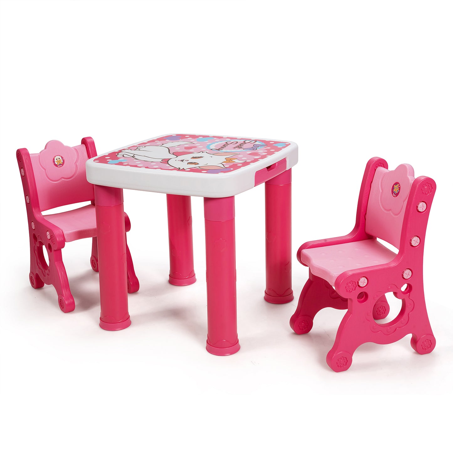 Topbuy Kids Furniture Set Kids Table & Chair Set w/ Practical Drawers Suitable for Enjoying Snack Time & Playing Blue/Natural/Pink