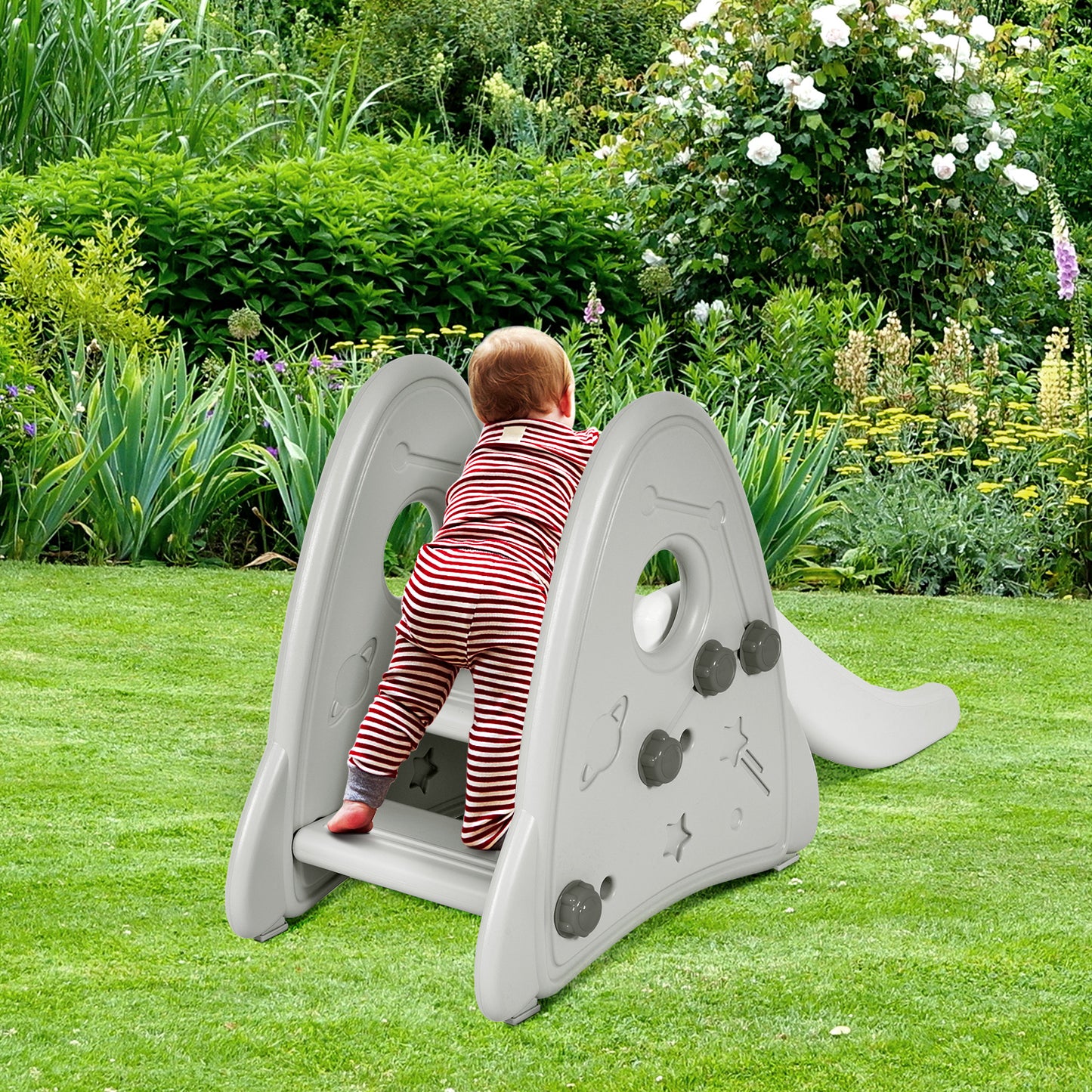 Topbuy Kids Slide Toys Indoor and Outdoor Climber Slide Set for Boys Girls Blue/Gray/Pink