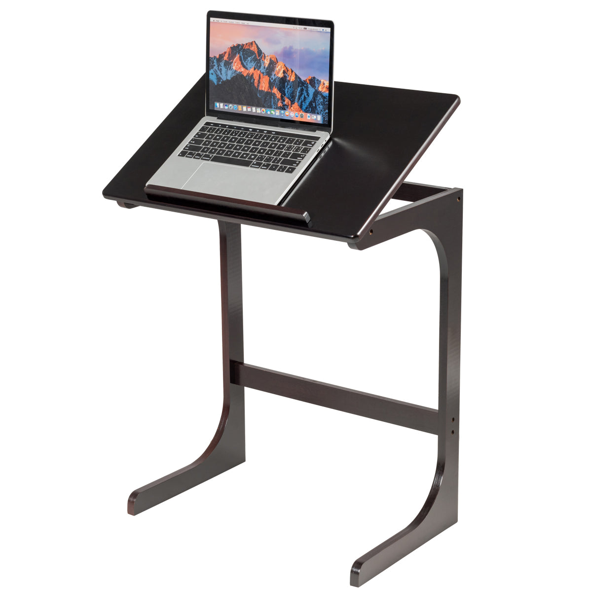 Topbuy 7 Angles Adjustable Bamboo Sofa Side Table Portable C Table TV Tray  for Living Room Bedroom
