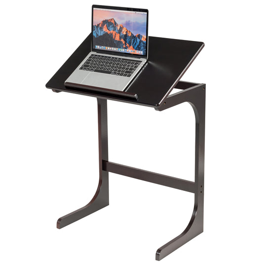 Topbuy 7 Angles Adjustable Bamboo Sofa Side Table Portable C Table TV Tray  for Living Room Bedroom