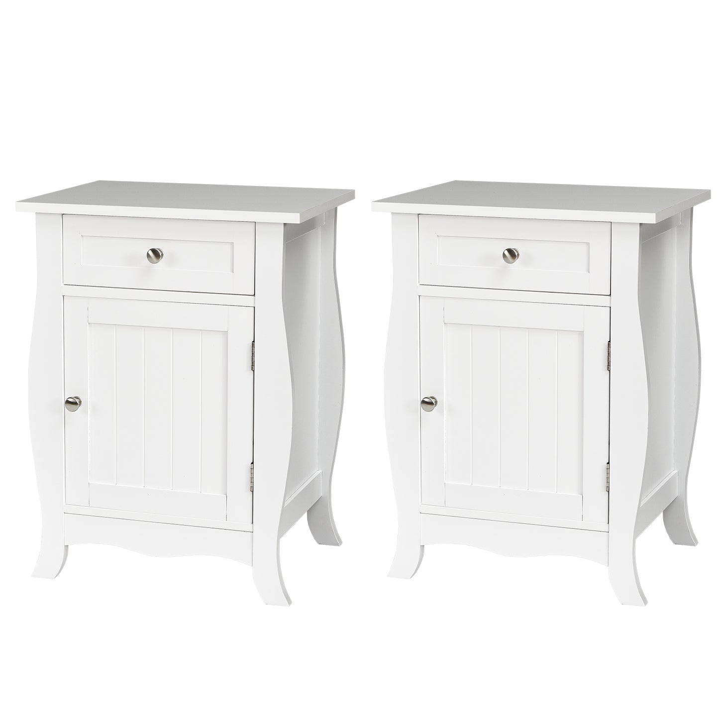 Topbuy 2PCS Wooden Accent End Table with Drawer Storage Floor Cabinet for Living Room, Bedroom, Hallway
