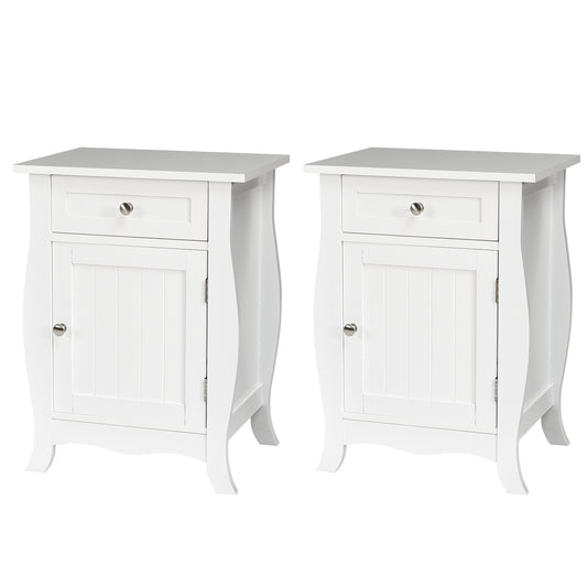 Topbuy 2PCS Wooden Accent End Table with Drawer Storage Floor Cabinet for Living Room, Bedroom, Hallway