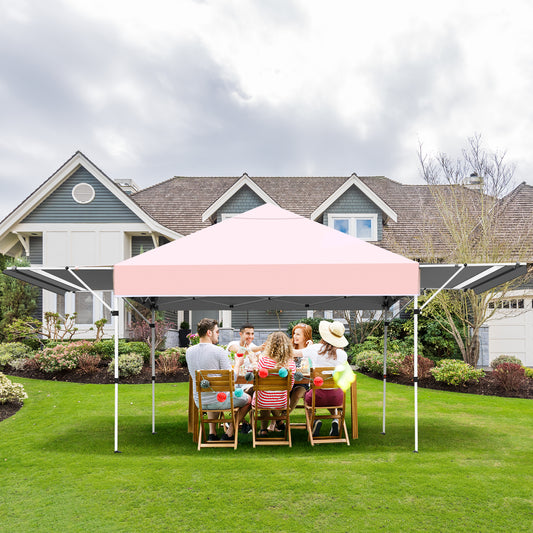 Patiojoy 10x17ft Pop up Canopy 3 Height Adjustment Folding Tent with Roller Bag Pink/Blue/Grey/White