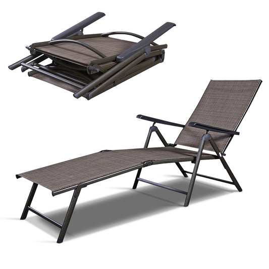 Patiojoy 2PCS Chaise Lounge Adjustable Patio Poolside Recliner Chair Outdoor
