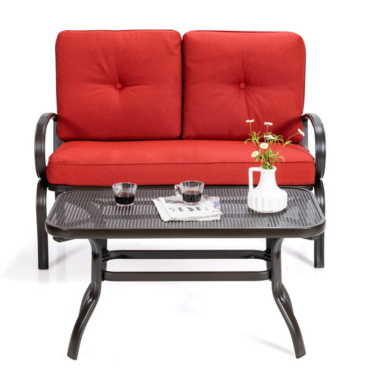 Patiojoy LoveSeat Table Set Furniture Outdoor Garden
