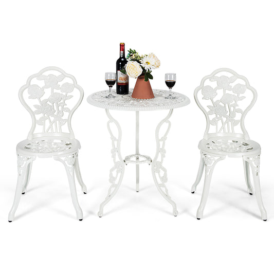 Topbuy Rose Design Bistro Set Antique Aluminum Bench Patio Garden Chair for Outdoor Green/White