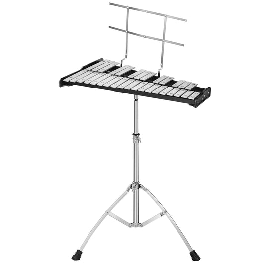 Topbuy 32 Notes Percussion Glockenspiel Bell Kit Xylophone with Adjustable Stand&8'' Practice Pad