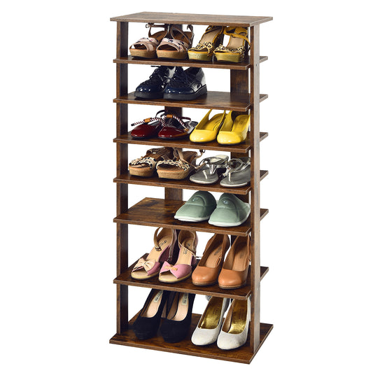 Topbuy 7-Tier Shoe Rack Free Standing Shelf Storage Modern Shoe Rack Organizer Brown/Black/White