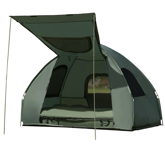 Patiojoy Folding 2-Person Camping Tent Cot Portable Pop-Up Tent with Sleeping Bag&Air Mattress for Outdoor Activity