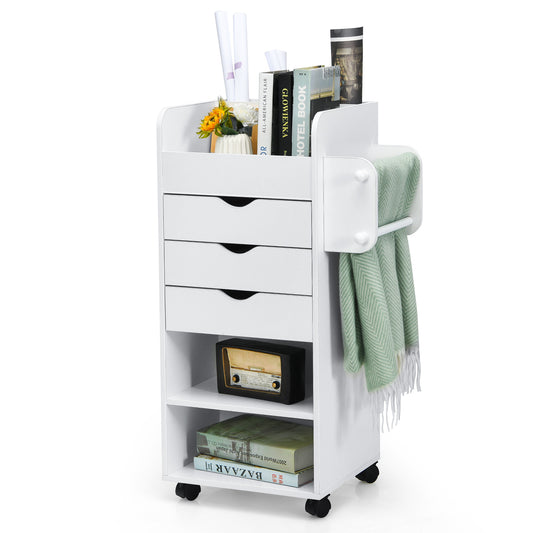 Topbuy Rolling Storage Cart with 3 Drawers&3 Shelves Storage Organizer Cabinet with Lockable Casters
