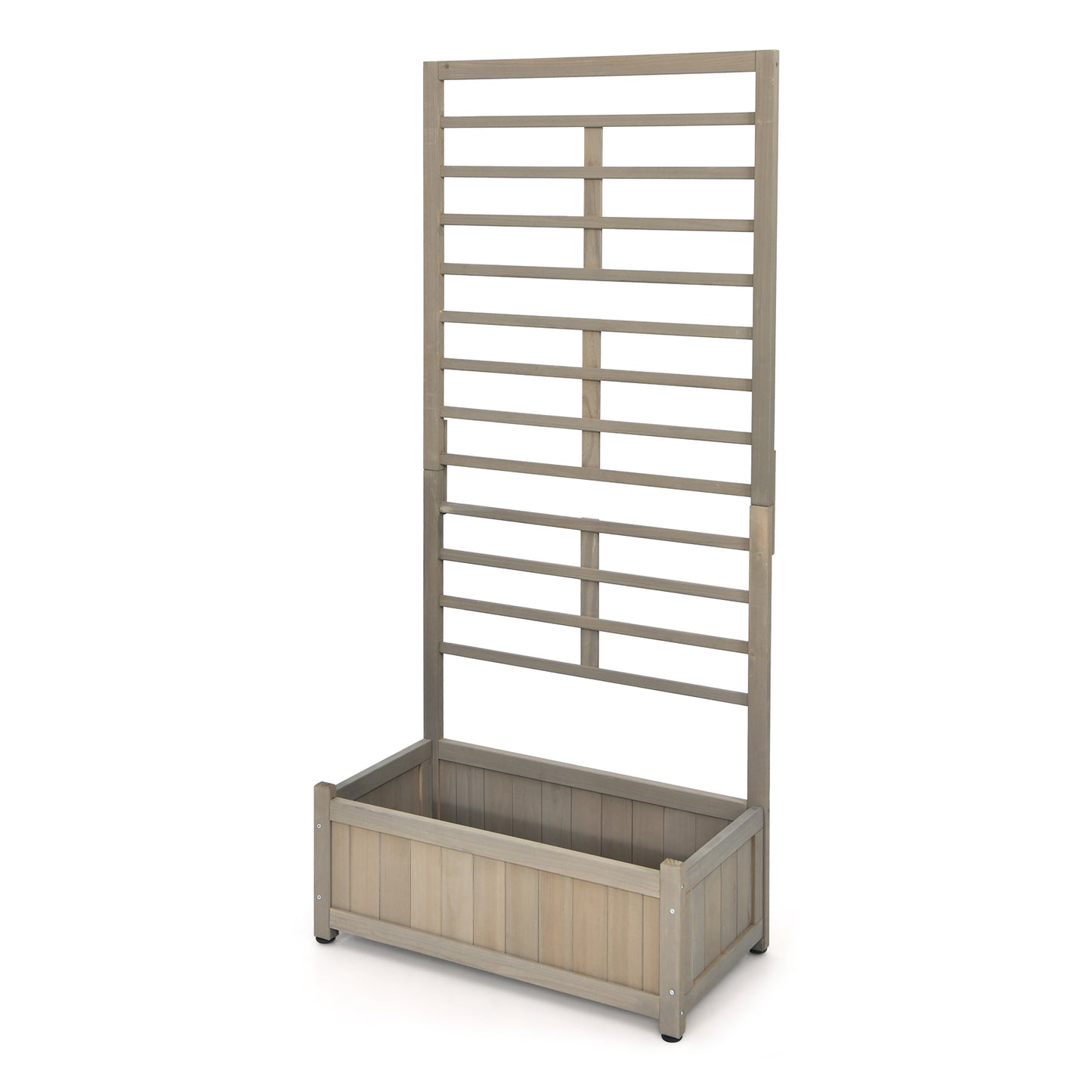 Topbuy 68'' Wood Planter Box with Trellis Plant Raised Bed for Flower Climbing for Garden Balcony Patio Yard