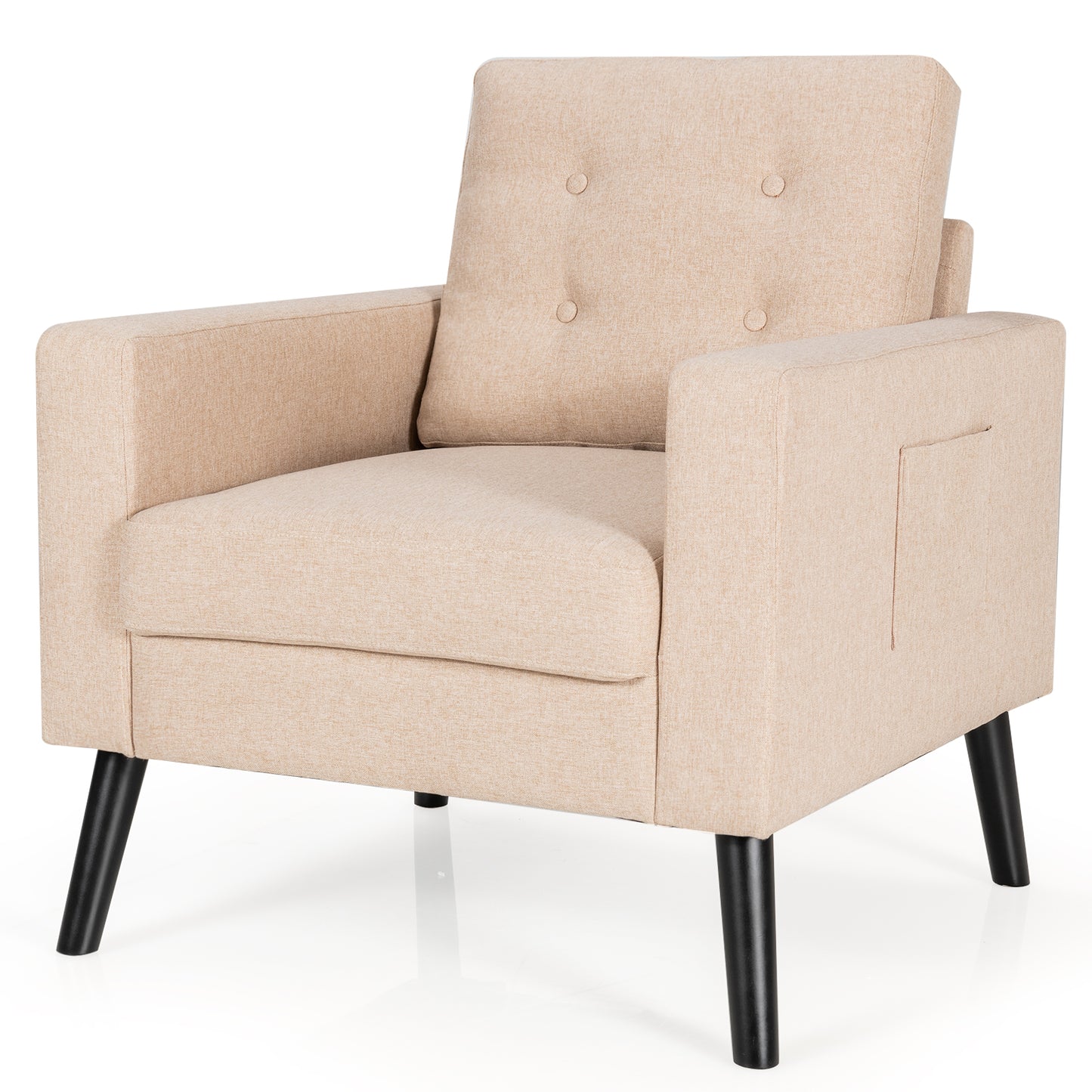 Topbuy Modern Armrest Accent Single Sofa Upholstered Living Room Chair with 2 Side Pockets Navy/Grey/Beige