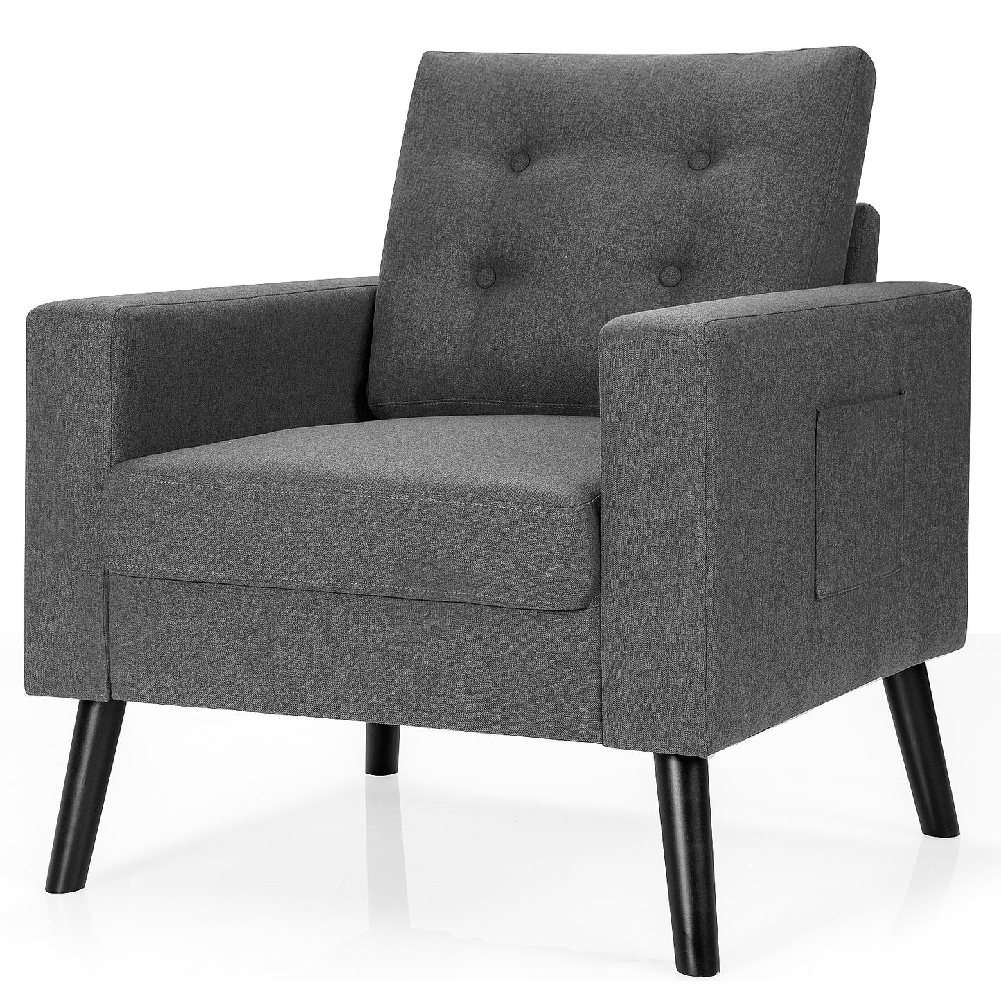Topbuy Modern Armrest Accent Single Sofa Upholstered Living Room Chair with 2 Side Pockets Navy/Grey/Beige