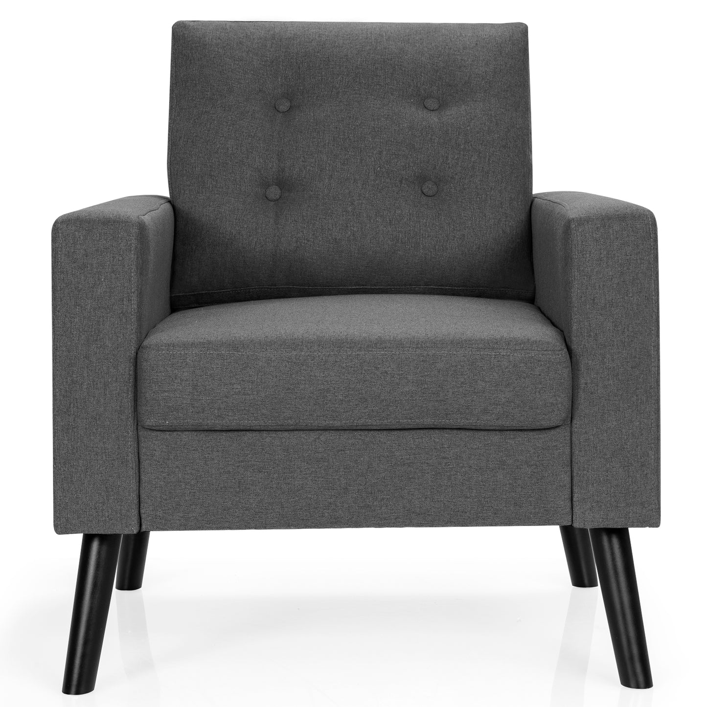 Topbuy Modern Armrest Accent Single Sofa Upholstered Living Room Chair with 2 Side Pockets Navy/Grey/Beige