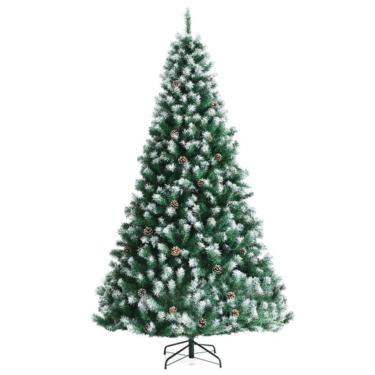 Topbuy 6FT/7.5FT/9FT Lifelike Xmas Tree Lush Snowy Christmas Tree W/ 1000/1346/2028 PVC Branch Tips