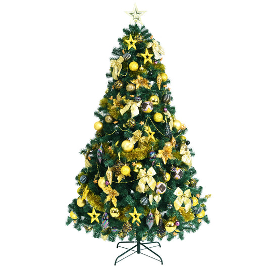 Topbuy Lush Artificial Christmas Tree 7.5ft Pre-Lit Xmas Hinged Tree W/ 250 Replaceable LED Lights