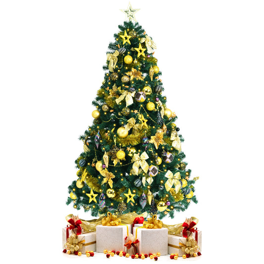 Topbuy Lush Artificial Christmas Tree 7.5ft Pre-Lit Xmas Hinged Tree W/ 250 Replaceable LED Lights