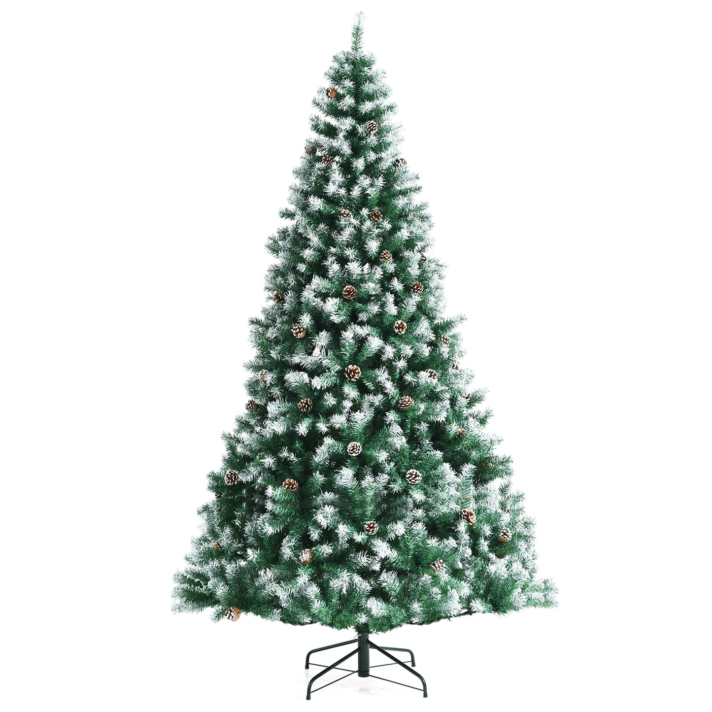 Topbuy 6FT/7.5FT/9FT Lifelike Xmas Tree Lush Snowy Christmas Tree W/ 1000/1346/2028 PVC Branch Tips
