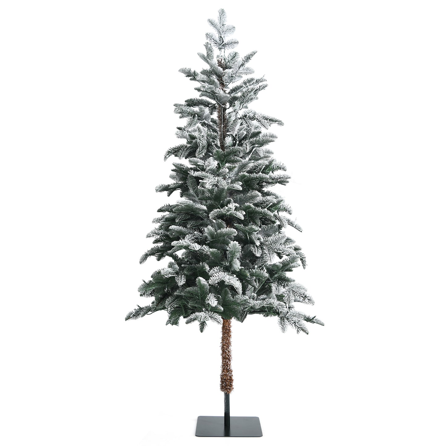 Topbuy 6ft Artificial Snow Flocked Pencil Christmas Tree Pre-Lit Faux-Pine Tree W/250 Warm White LED Lights