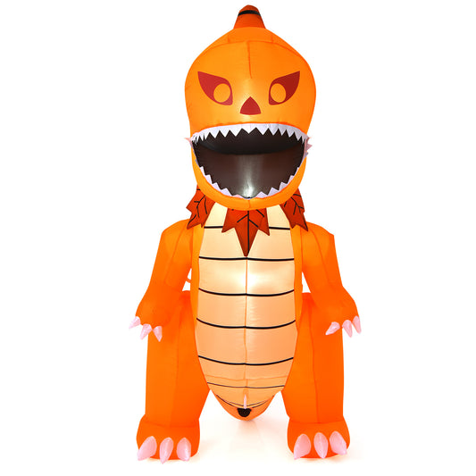 Topbuy 8FT Halloween Inflatable Pumpkin Head Dinosaur Blow Up Halloween Decoration with LED Lights&Blower