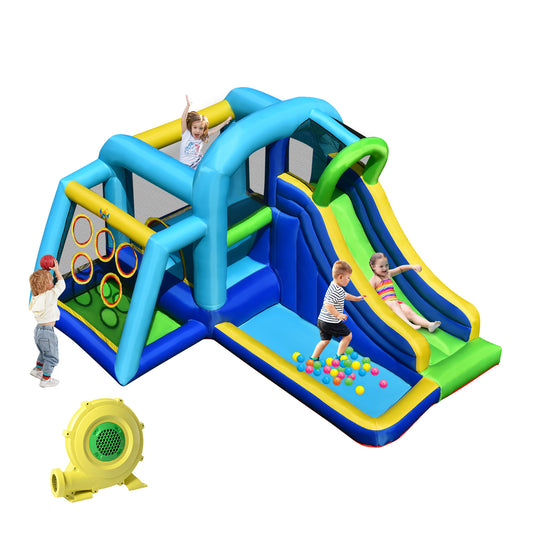 Topbuy 5-in-1 Inflatable Bounce House Jumping Castle Kids Slide Park Ball Pit for Outdoor&Indoor