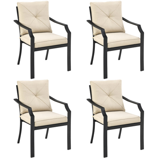 Patiojoy 4 PCS Patio Dinning Chairs Cushioned Chairs w/Steel Frame for Garden Backyard & Poolside