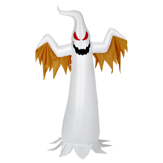 Topbuy 8 FT Halloween Inflatable White Ghost with Rotatable Flame LED Lights&Air blower Blow Up Halloween Decoration