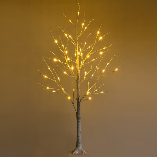 Topbuy 4FT/5FT/6FT Artificial White Birch Tree Pre-lit Twig Birch Tree Designed for Holiday Festival