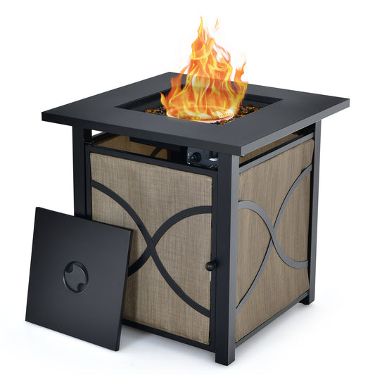 Topbuy 25'' Propane Fire Pit Table 40,000 BTU Gas Fire Pit Patio Square Firetable for Backyard Garden Deck