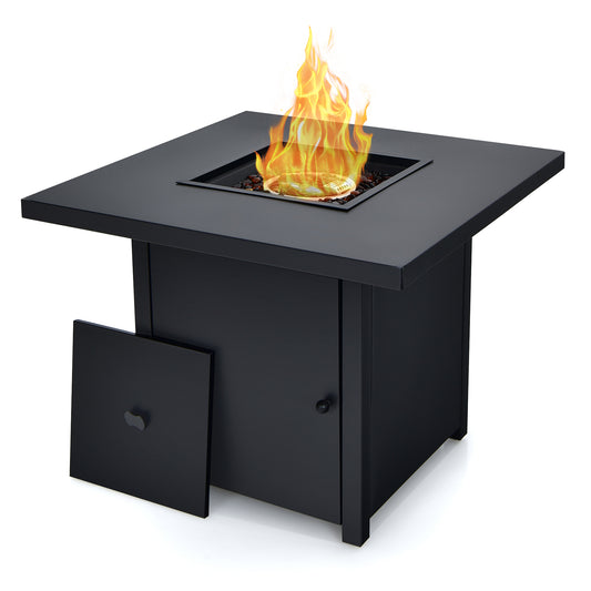 Topbuy 32'' Propane Fire Pit Table 40,000 BTU Gas Fire Pit Patio Square Firetable for Backyard Garden Deck