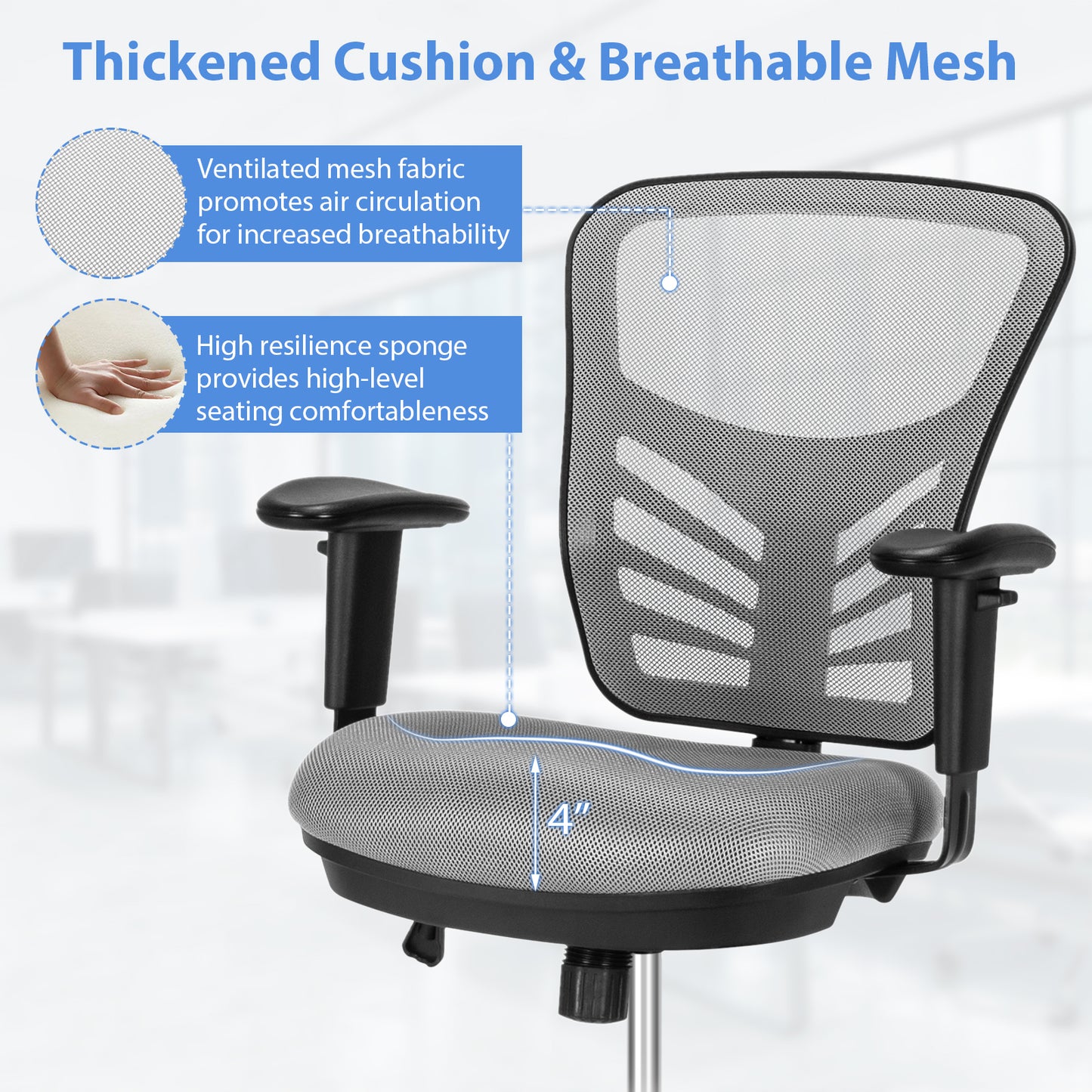 Topbuy Ergonomic Office Chair w/Retractable Footrest High Back Reclining Executive Chair w/Adjustable Headrest Black/Grey
