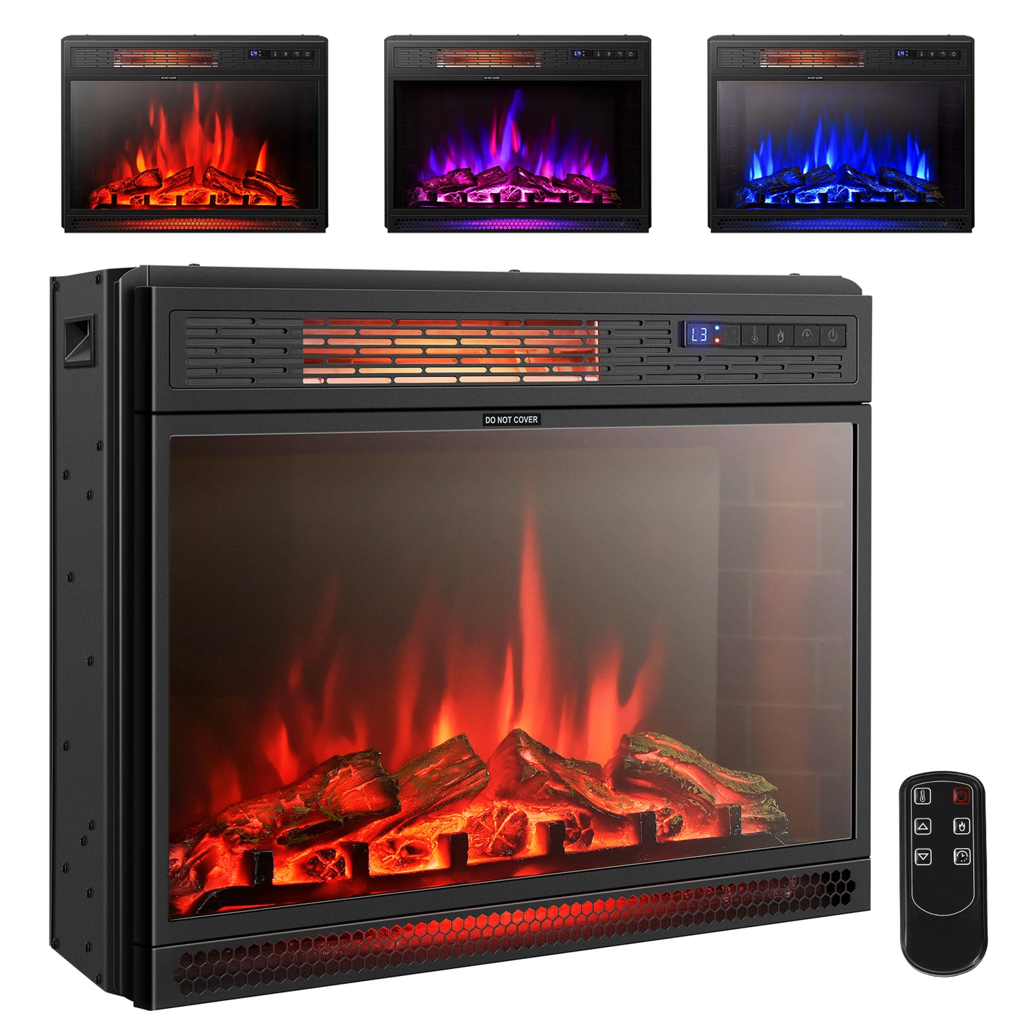 Topbuy 25'' Electric Fireplace Wall Recessed Electric Heater w/Remote Control Touch Screen Thermostat Timer