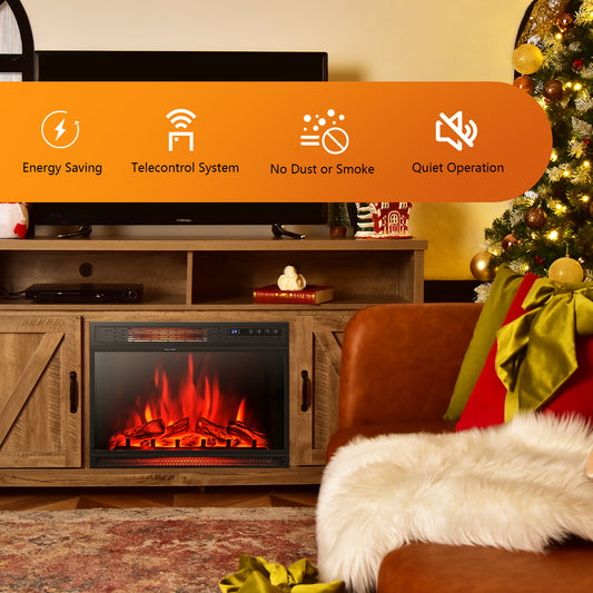 Topbuy 25'' Electric Fireplace Wall Recessed Electric Heater w/Remote Control Touch Screen Thermostat Timer