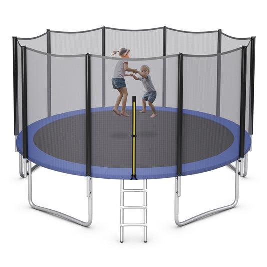 Topbuy 8ft 10ft 12ft 14ft 15ft 16ft Trampoline with Safety Enclosure Net & Spring Pad Jumping Mat