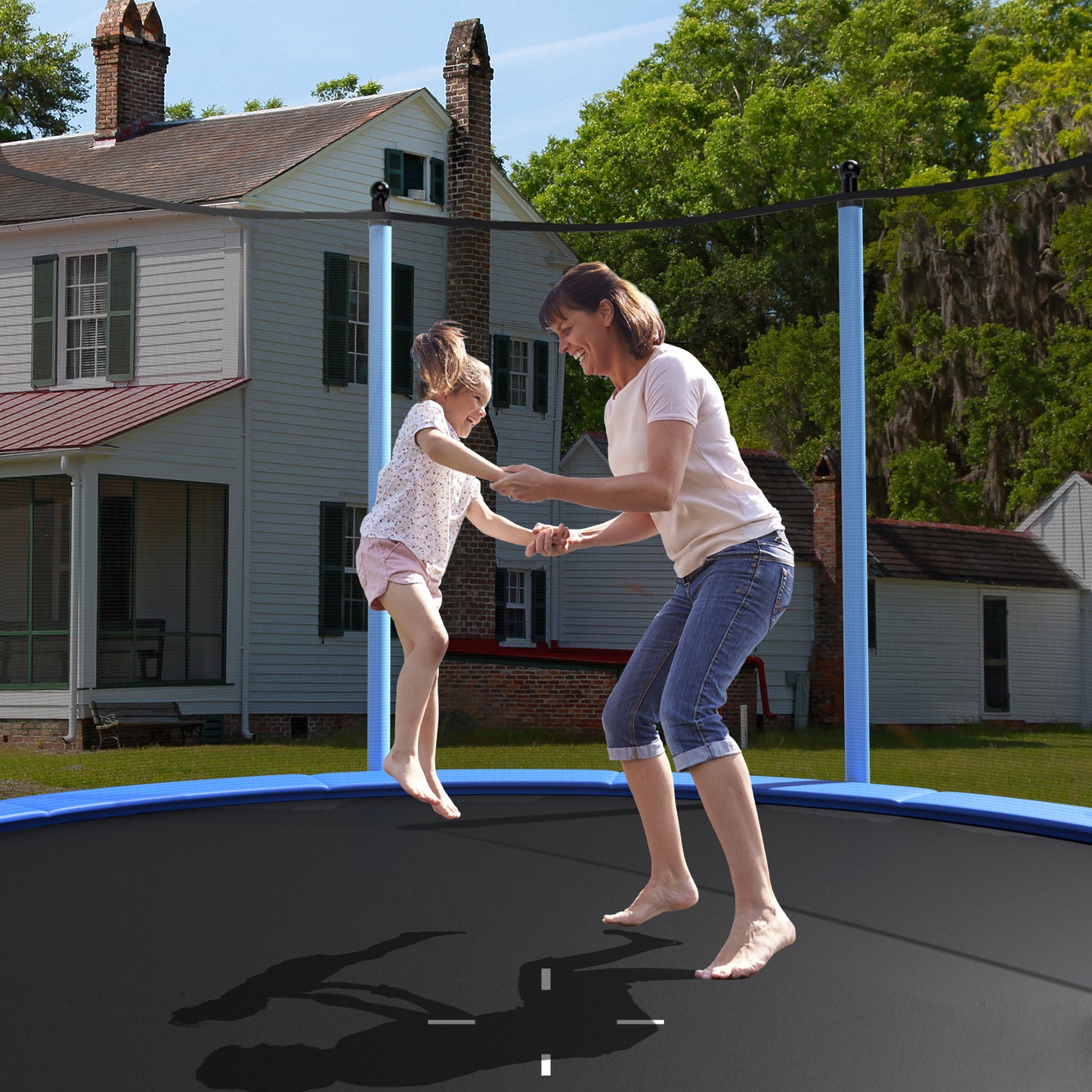 Patiojoy 8Ft/10Ft/12Ft/14Ft/15Ft/16Ft Jumping Exercise ASTM Certified Approved Recreational Trampolines with Enclosure Net