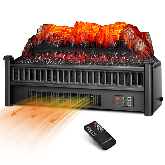 Topbuy 23'' Electric Fireplace Log Heater Portable Realistic Ember Bed Fireplace Insert w/ Adjustable Brightness & Temperature