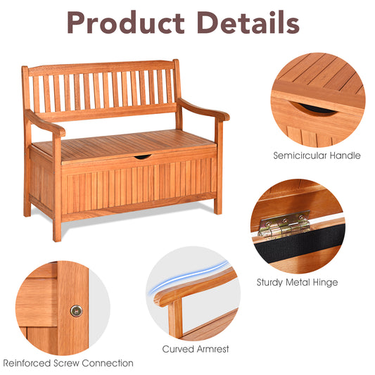 Topbuy 33 Gal Outdoor Storage Bench Deck Box Patio Storage Loveseat w/Removable Liner