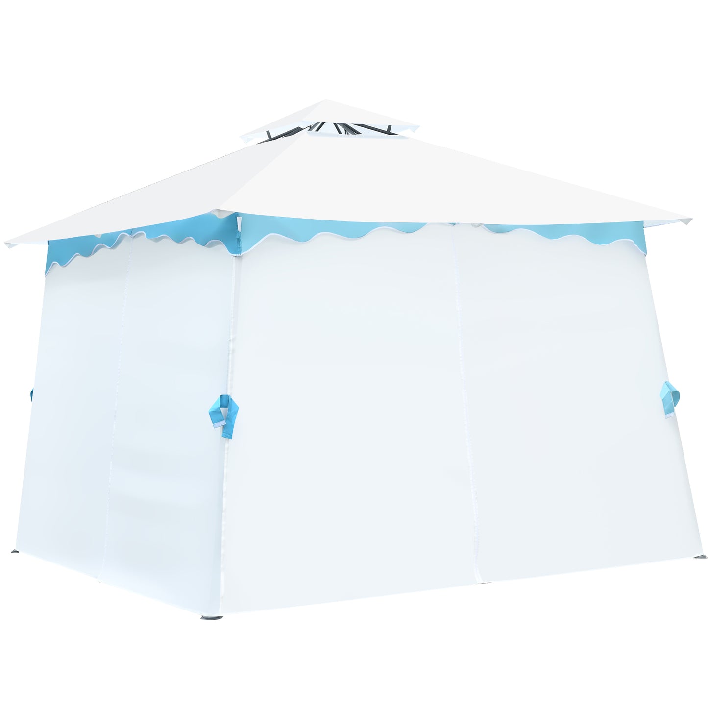 Topbuy 2 Tier 10'x10'Patio Steel Gazebo Outdoor Canopy Tent Steel Frame Shelter Awning W/Side Walls for Patio Yard Garden