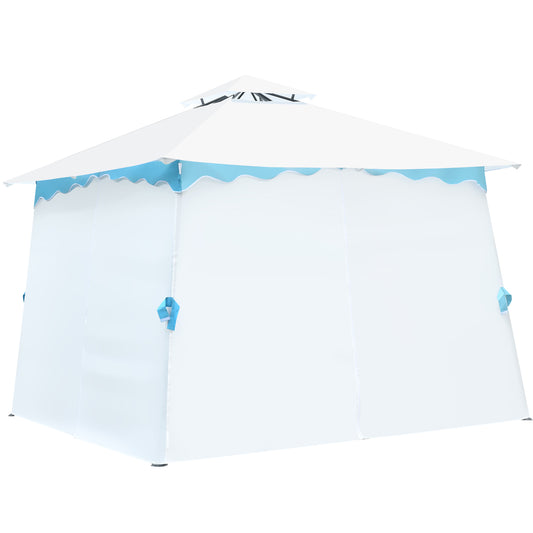 Topbuy 2 Tier 10'x10'Patio Steel Gazebo Outdoor Canopy Tent Steel Frame Shelter Awning W/Side Walls for Patio Yard Garden