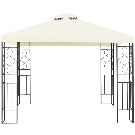 Topbuy 2-Tiers 10'x10'Outdoor Canopy Gazebo Art Steel Frame Party Patio Large Canopy Gazebo W/Netting