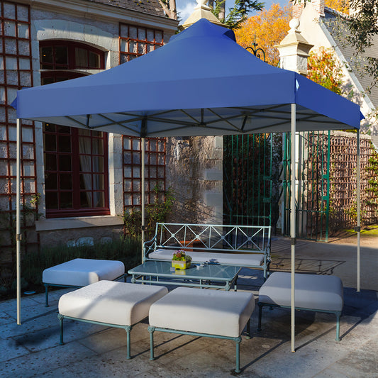 Patiojoy 10'x 10' Pop Up Canopy Tent Easy Set-up Outdoor Tent Commercial Instant Shelter w/ 3 Adjustable Heights Blue/Grey/White