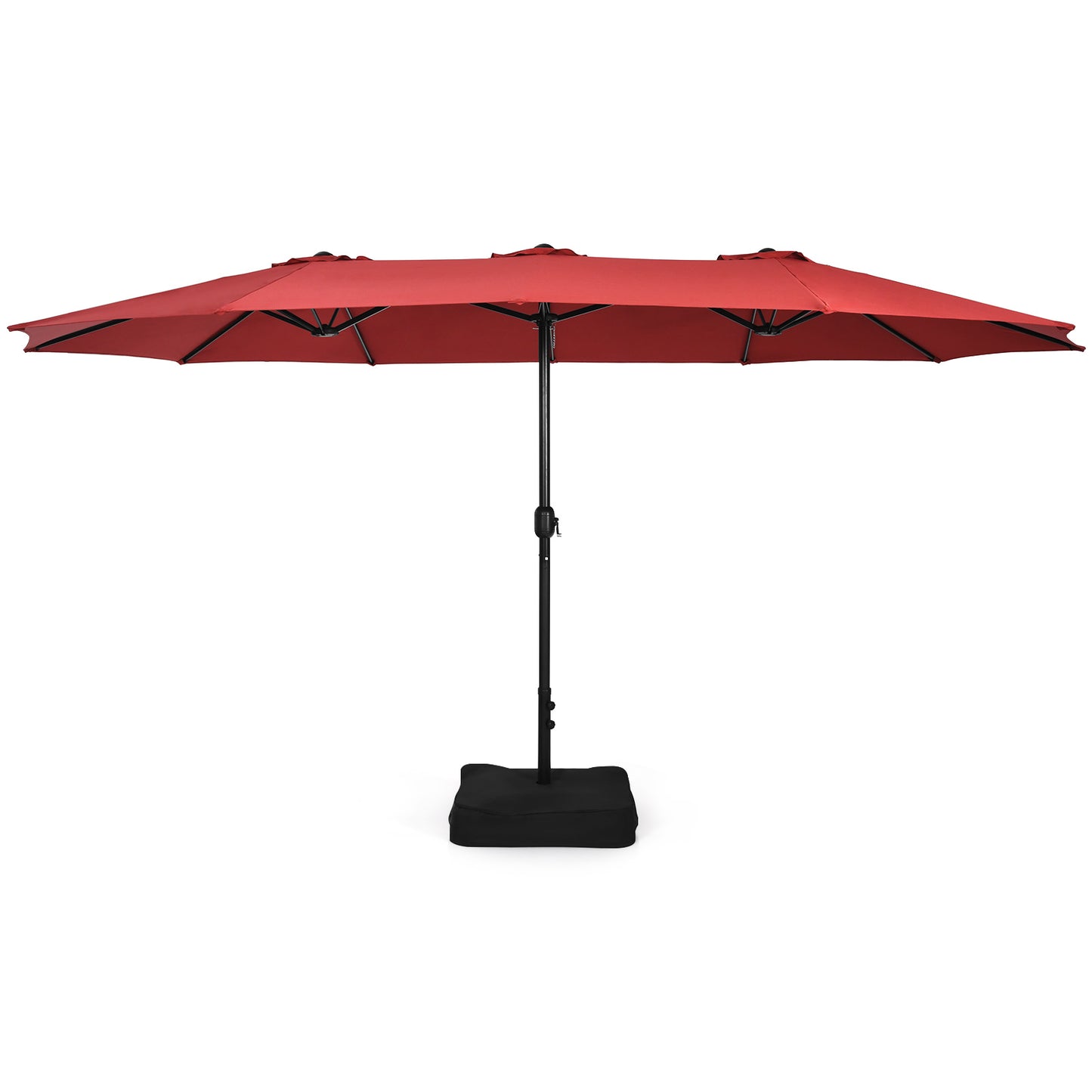 Patiojoy 15FT Double-Sided Twin Patio Umbrella with Base Extra-Large Market Umbrella for Outdoor Wine/Beige/Coffee/Orange/Turquoise/Grey