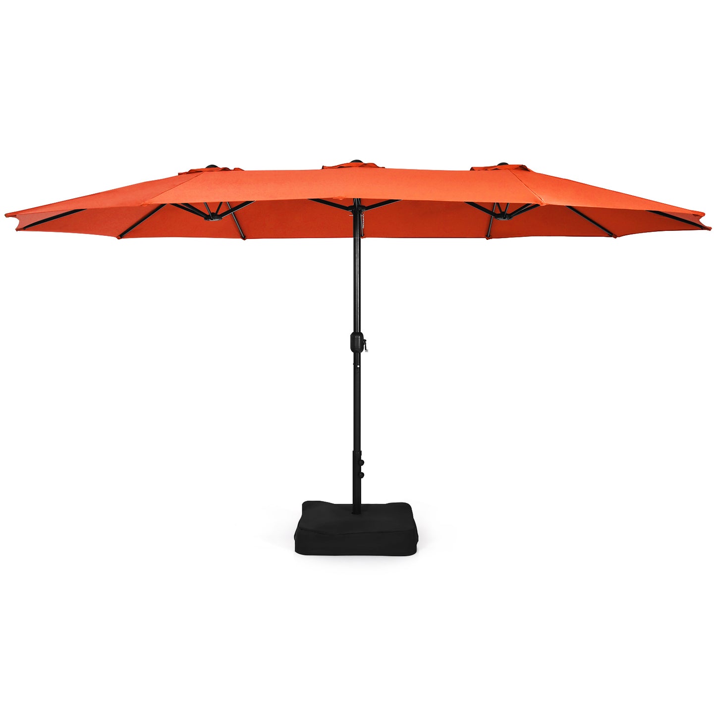 Patiojoy 15FT Double-Sided Twin Patio Umbrella with Base Extra-Large Market Umbrella for Outdoor Wine/Beige/Coffee/Orange/Turquoise/Grey