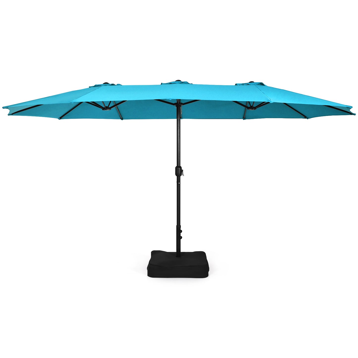 Patiojoy 15FT Double-Sided Twin Patio Umbrella with Base Extra-Large Market Umbrella for Outdoor Wine/Beige/Coffee/Orange/Turquoise/Grey