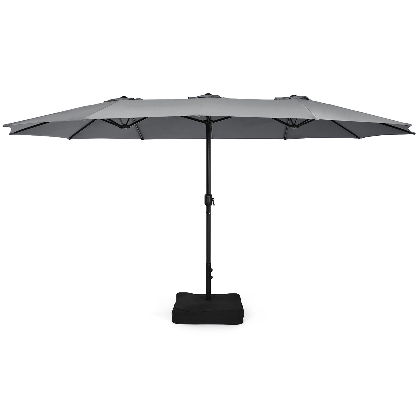 Patiojoy 15FT Double-Sided Twin Patio Umbrella with Base Extra-Large Market Umbrella for Outdoor Wine/Beige/Coffee/Orange/Turquoise/Grey