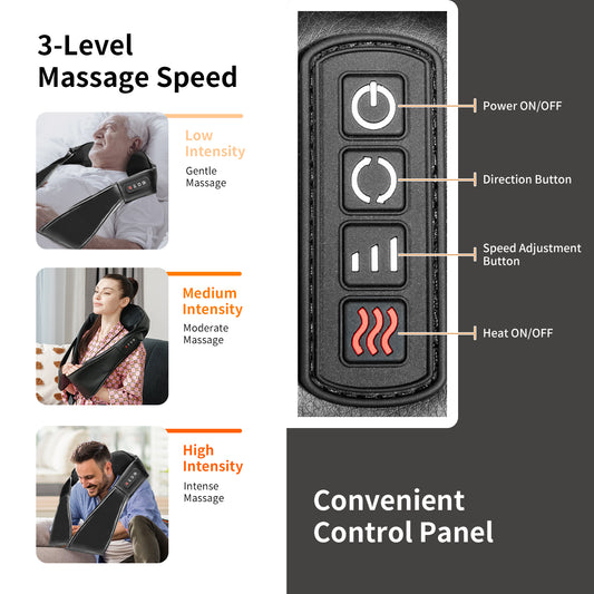 Topbuy Shiatsu Neck Back and Shoulder Massage w/Heat Deep Tissue 3D Kneading Massage Pillow for Back