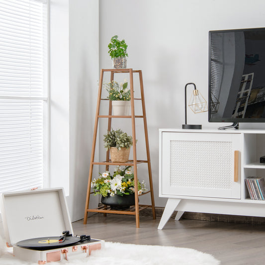 Topbuy 4 Tiers Bamboo Plant Stand for Indoor Plants Multiple Utility Shelf Free Standing Storage Rack Pot Holder Brown/Natural