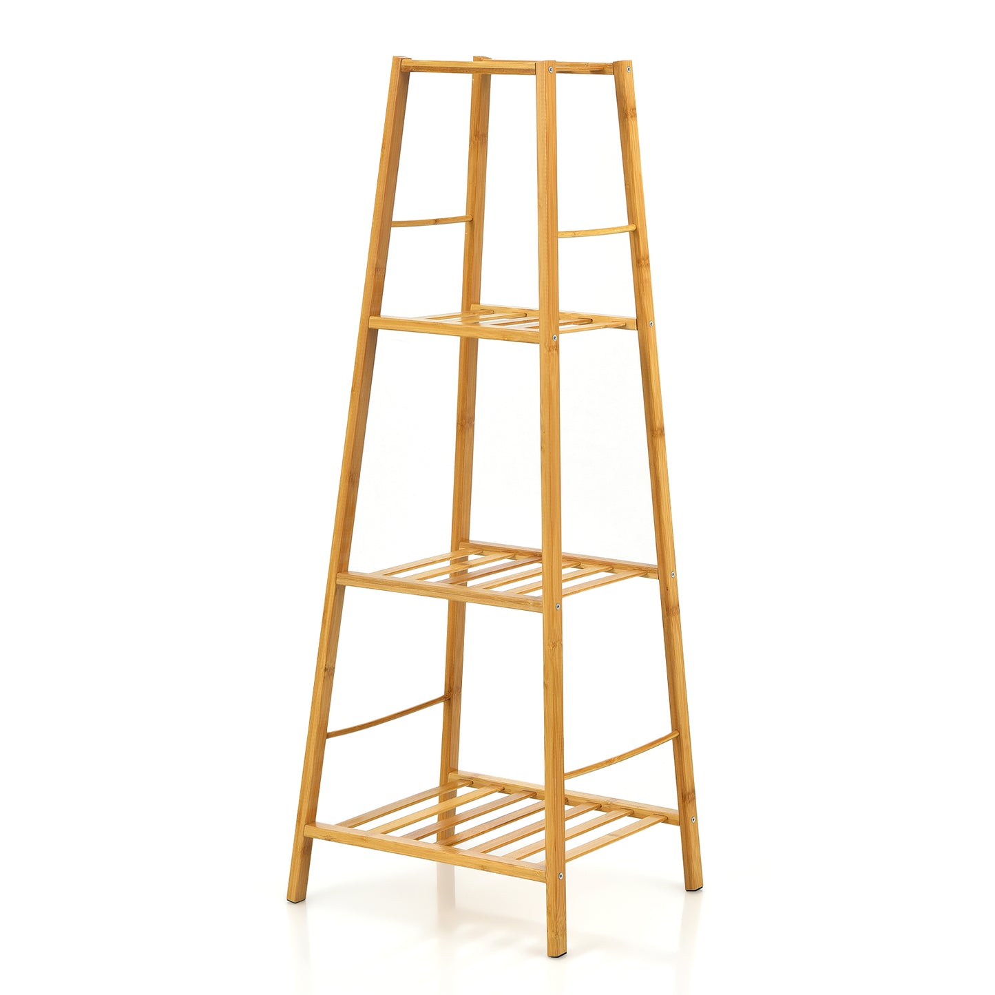 Topbuy 4 Tiers Bamboo Plant Stand for Indoor Plants Multiple Utility Shelf Free Standing Storage Rack Pot Holder Brown/Natural