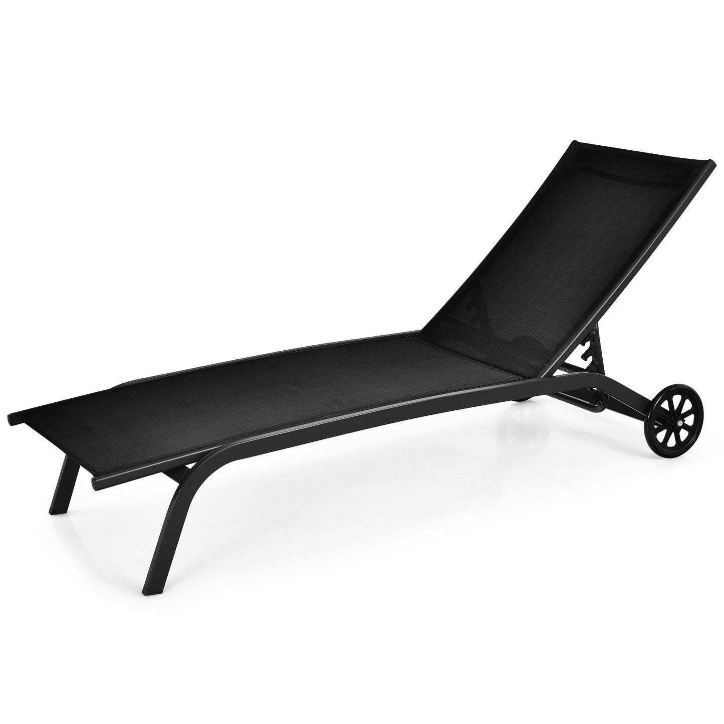 Patiojoy Outdoor Chaise Lounge Chair Patio Lounge Recliner with 6-Position Adjustable Backrest Brown/Black